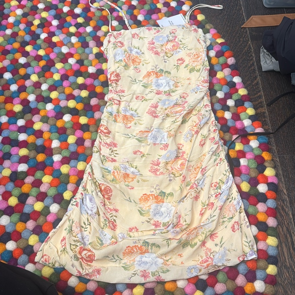 We wore white floral mini dress